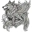 wolf and phoenix tattoo design idea