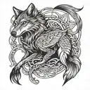 wolf and phoenix tattoo design idea