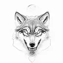 angry wolf in dark pine forrest tattoo design idea