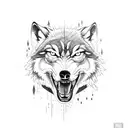 angry wolf in dark pine forrest tattoo design idea