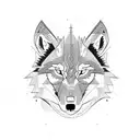 angry wolf in dark pine forrest tattoo design idea