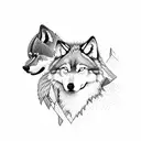angry wolf in dark pine forrest tattoo design idea