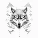 angry wolf in dark pine forrest tattoo design idea