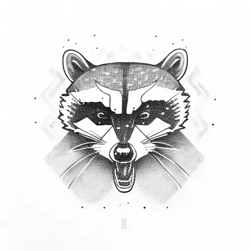 racoon with skull, anxiety, ADHD  tattoo design idea