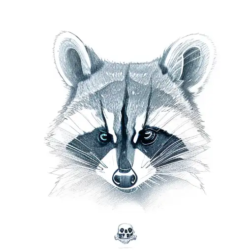 racoon with skull, anxiety, ADHD  tattoo design idea