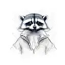 racoon with skull, anxiety, ADHD  tattoo design idea