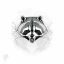 racoon with skull, anxiety, ADHD  tattoo design idea