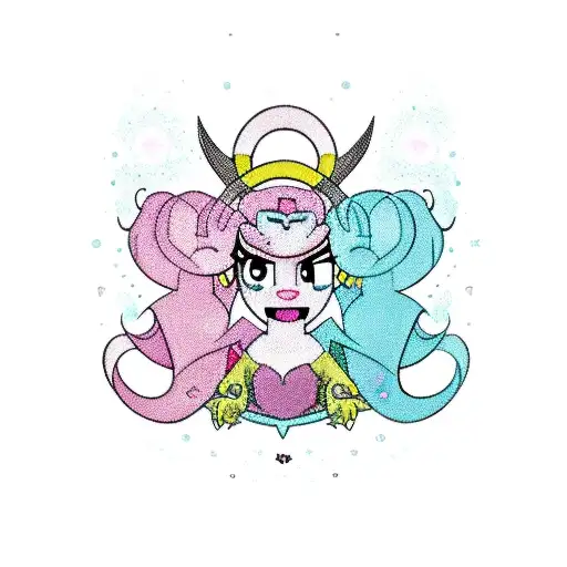 Powerpuff Girls with Capricorn, Aries, and Leo colors tattoo design idea