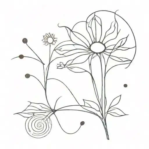 Abstract interpretation of neurons forming a sunflower shape tattoo design idea