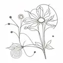 Abstract interpretation of neurons forming a sunflower shape tattoo design idea