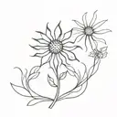 Abstract interpretation of neurons forming a sunflower shape tattoo design idea