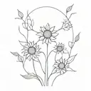 Abstract interpretation of neurons forming a sunflower shape tattoo design idea