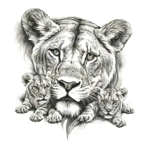 “‘What a lioness was your mother  She lay down among them     and reared her cubs. tattoo design idea