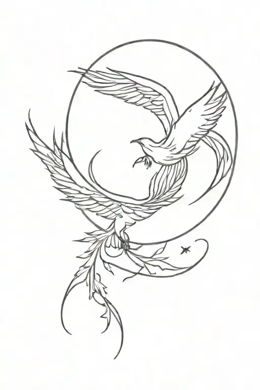 Phoenix moon forest believe tattoo design idea