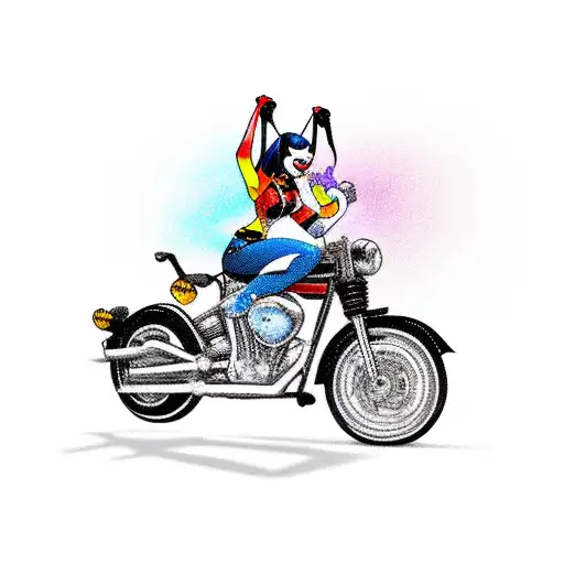 Harley Quinn riding a bumblebee motorcycle tattoo design idea
