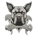 Cane Corso dog with Thor's hammer tattoo design idea