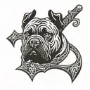 Cane Corso dog with Thor's hammer tattoo design idea