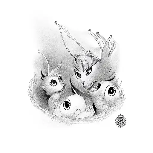 mom with 6 children tattoo design idea