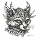 mechanical racoon warrior tattoo design idea
