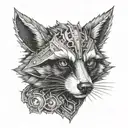 mechanical racoon warrior tattoo design idea