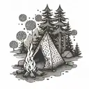 camp fire tattoo design idea