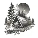 camp fire tattoo design idea