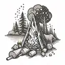 camp fire tattoo design idea