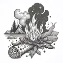 camp fire tattoo design idea