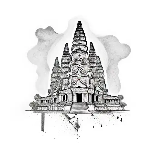 modern angkor wat  tattoo design idea