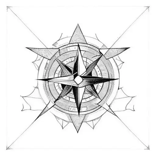 A soccer ball with wings flying over a compass tattoo design idea