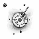 A black-grey tattoo of a shooting target with dice replacing the bullseye tattoo design idea