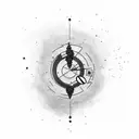A black-grey tattoo of a shooting target with dice replacing the bullseye tattoo design idea