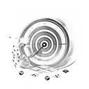 A black-grey tattoo of a shooting target with dice replacing the bullseye tattoo design idea