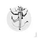 Minimal drawing of a long-nosed jester doing the tango alone tattoo design idea