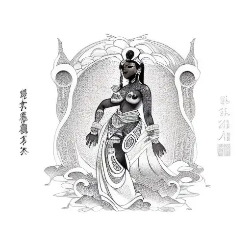 Ahegao African Goddess Oshun nude tattoo design idea