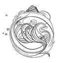 A minimalist tattoo of an open book with waves cascading out of its pages, symbolizing the client's love for literature and the ocean tattoo design idea