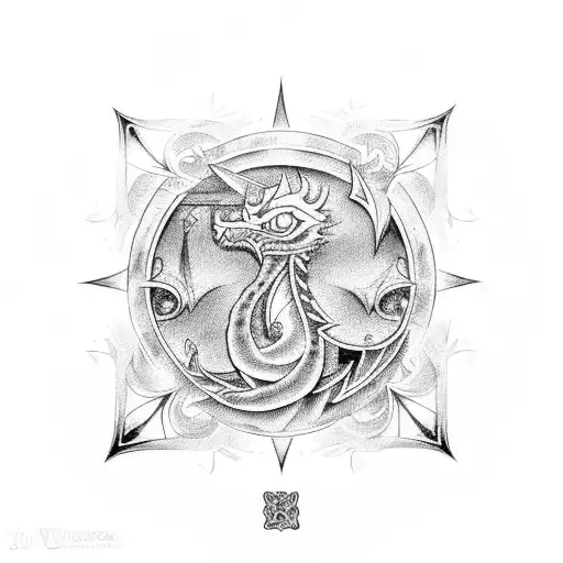 seal of orichalcos and the blue-eyed white dragon from yu gi oh tattoo design idea