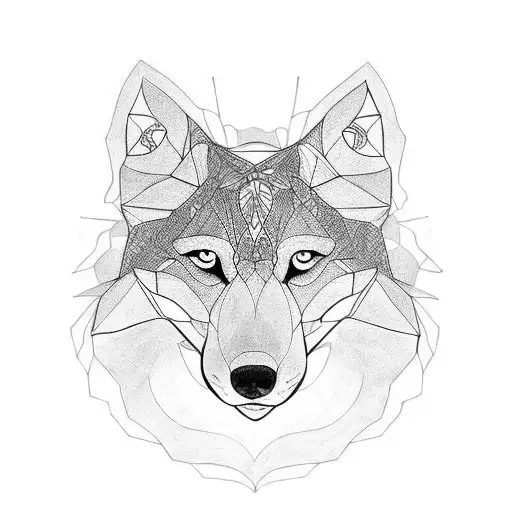 3 triángulos y cara de lobo  tattoo design idea