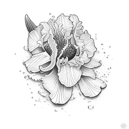 Violet, Primrose, and iris flowers tattoo design idea