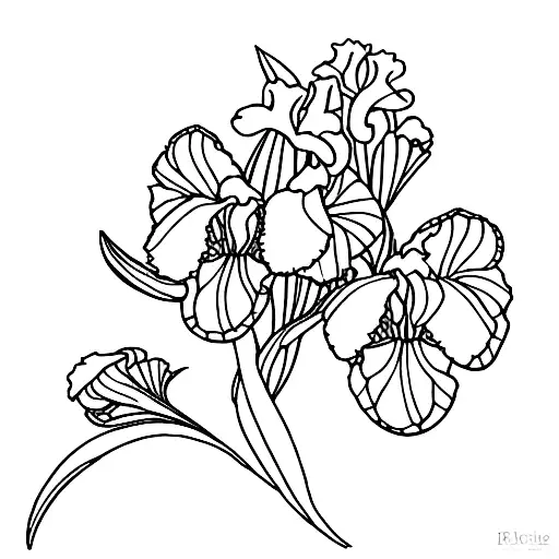 Violet, Primrose, and iris flowers tattoo design idea