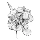 Violet, Primrose, and iris flowers tattoo design idea