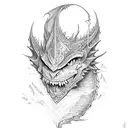 fantasy style with mountains, dragons, elves, wizards, warriors, dwarves, orcs, goblins, halflings and fairies tattoo design idea