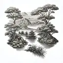 Vietnamese landscape tattoo design idea