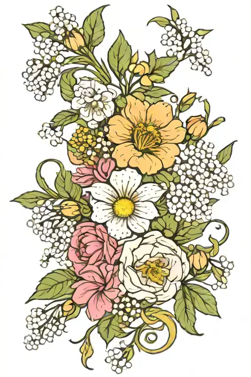 Frederick Maryland state flag pattern, Scorpio and Taurus constellations, chrysanthemums and peonies, Lily of the valley tattoo design idea