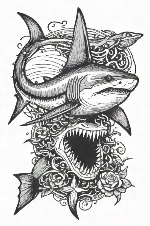hammer head shark tattoo design idea