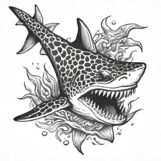 Leopard Shark swimming tattoo design idea