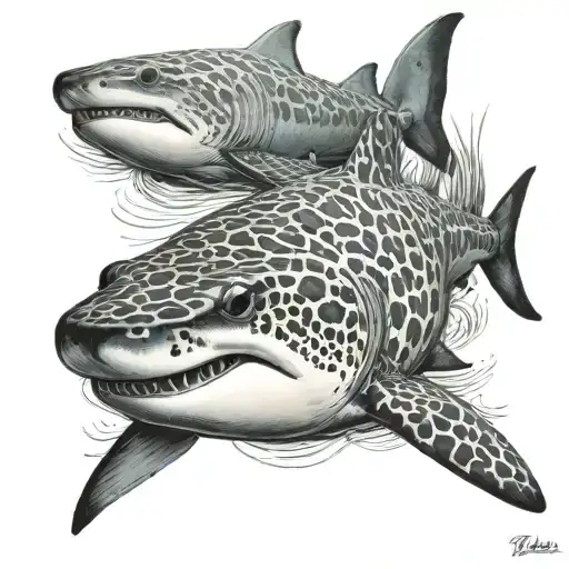 Leopard Shark swimming tattoo design idea