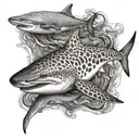Leopard Shark swimming tattoo design idea