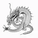 Dragon com samurai tattoo design idea
