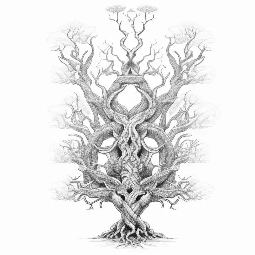 Yggdrasil world tree sleeve  tattoo design idea